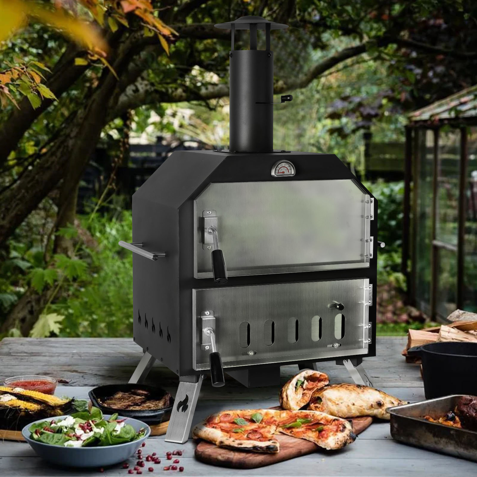 Polar Aurora Cast Iron Freestanding Wood Burning Pizza Oven
